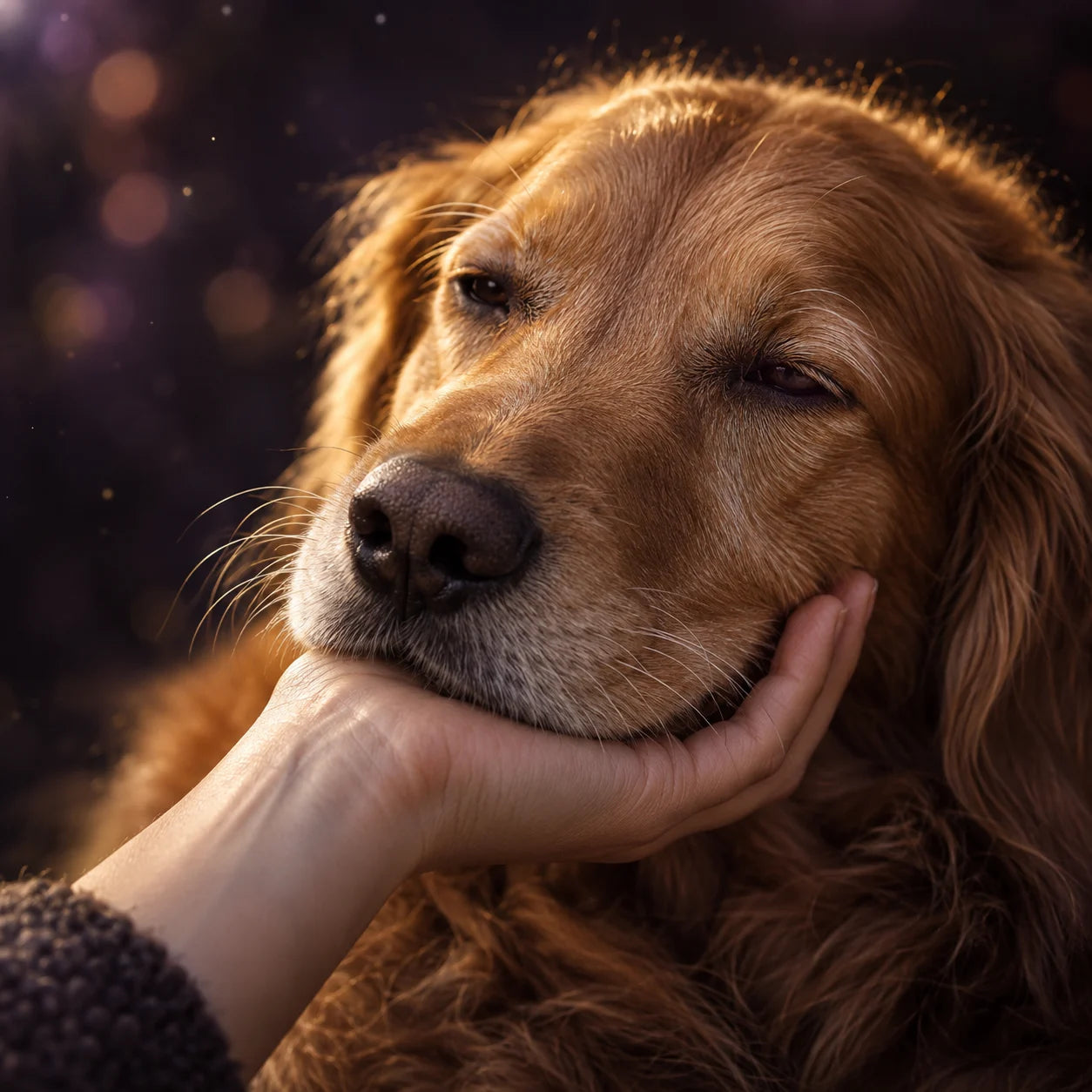 Un gesto cercano entre una persona y su perro